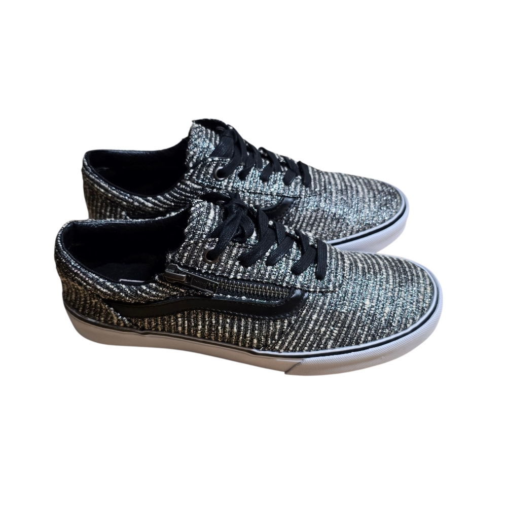 Vans Off The Wall Side Zip Lace Up Metallic Knit Sneakers, 721277, W Sz 8.5/M 7